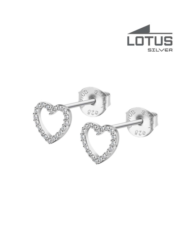 LOTUS SILVER HEART EARRINGS 